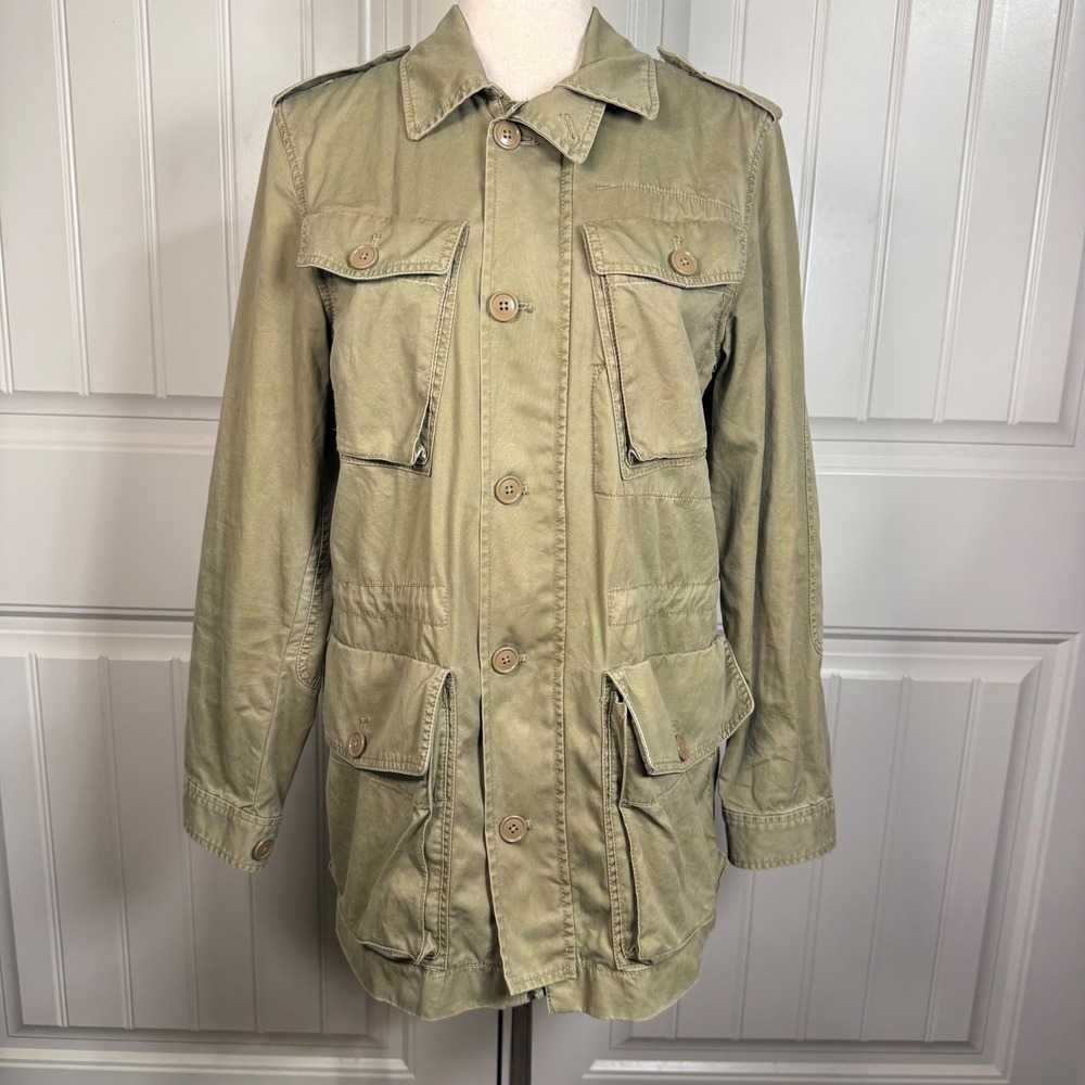 J.Crew Military Field Jacket Mens Small Olive Green Cotton Utility Gorpcore Coat